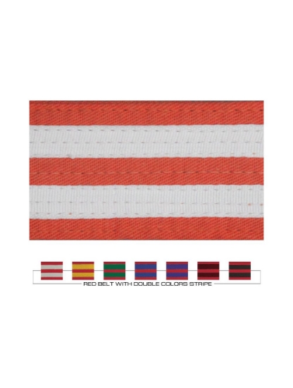 Picture of RED BELT WITH COLORS DOUBLE STRIPES