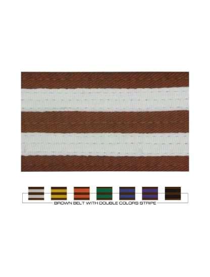 Picture of BROWN BELT WITH COLORS DOUBLE STRIPES