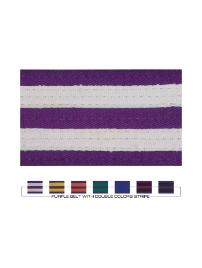 Picture of PURPLE BELT WITH COLORS DOUBLE STRIPES