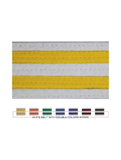 Picture of WHITE BELT WITH COLORS DOUBLE STRIPES